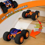 Coches de acrobacias RC de interior con control remoto y juguetes con ruedas suaves, coches RC para niños, interior y exterior, con faro LED y acrobacias locas, volteos de 360°, vehículo de doble cara