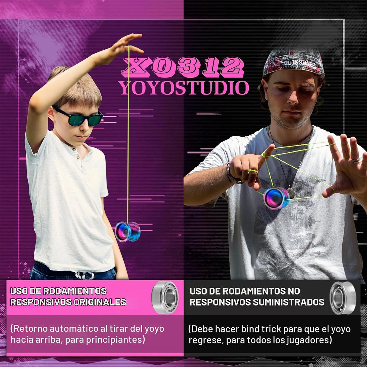 YOYOSTUDIO X0312 Trick Yoyo Professional metal Yoyo para Kids 8-12/Beginners