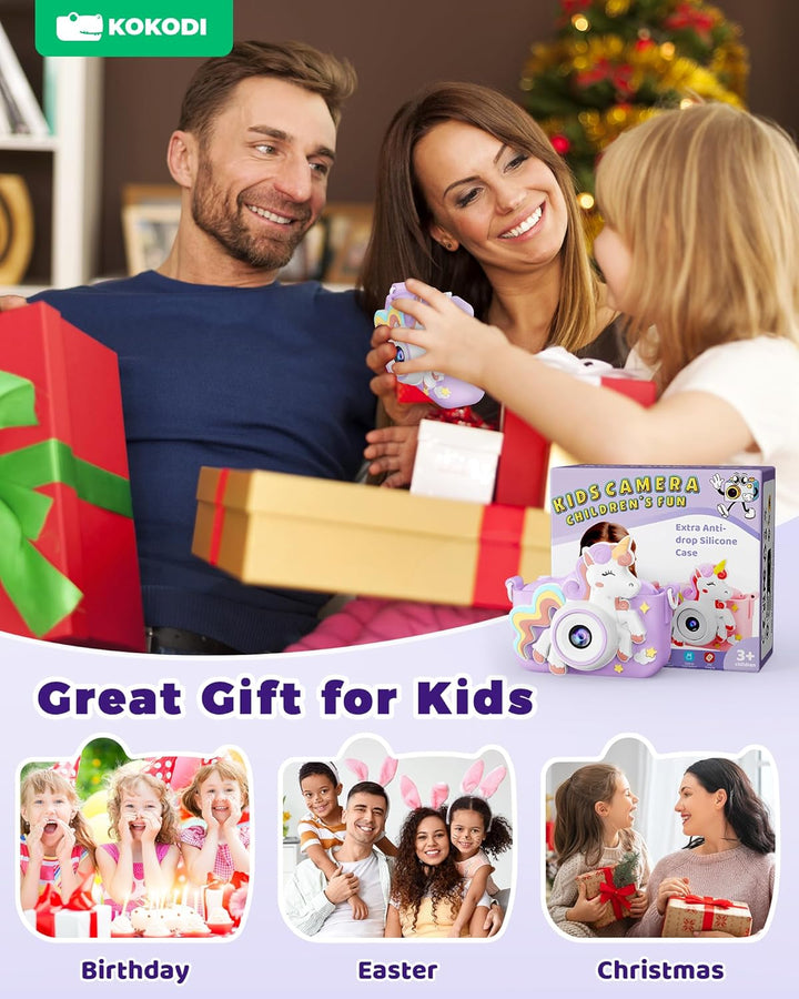 KOKODI Cámara de juguete digital para niños, regalos de cumpleaños...