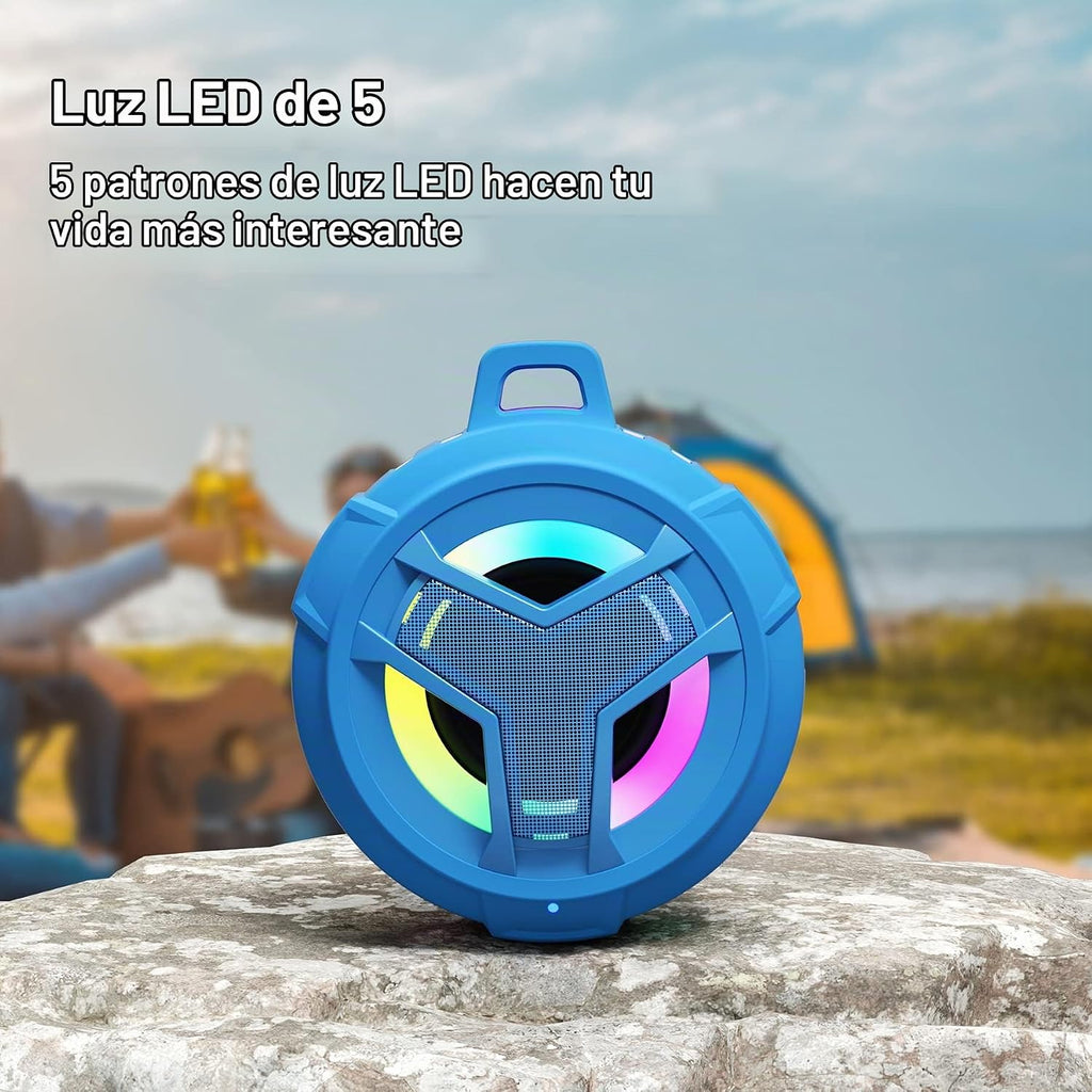EBODA Altavoz impermeable Bluetooth para ducha, IPX7, flotante, portátil, inalámbrico, pequeños altavoces con luz, tiempo de reproducción de 24 horas para playa, piscina, accesorios de kayak, regalos