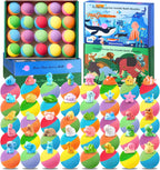 40 bombas de baño para niños con juguetes de animales del océano y la selva, cajas de regalo de doble temática