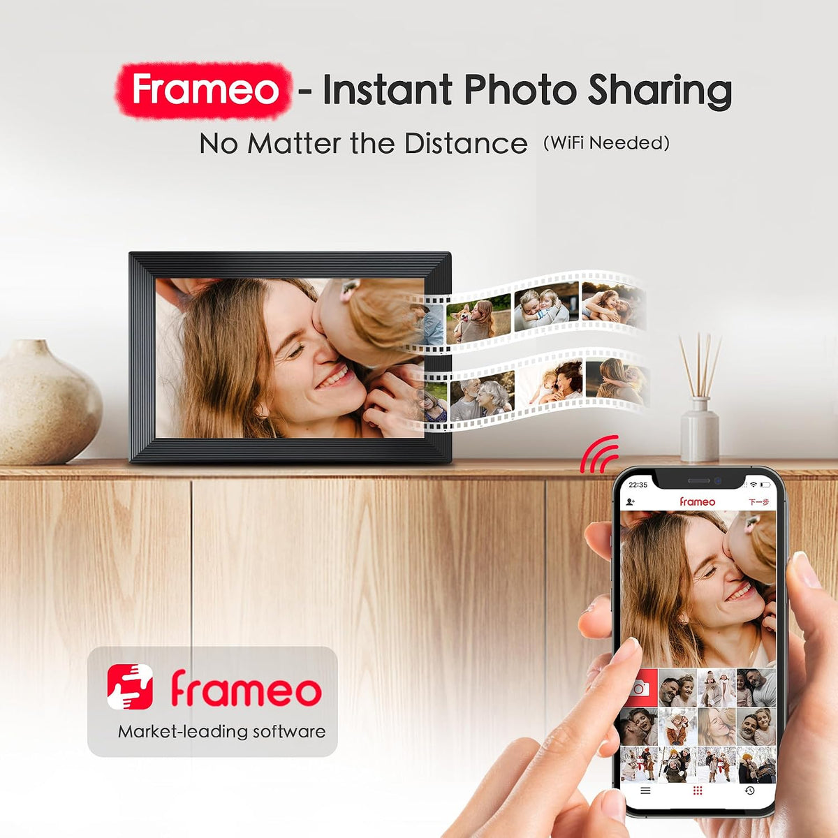 Frameo - Marco de fotos digital de 10.1 pulgadas, WiFi, marco de fotos electrónico inteligente, 32 GB