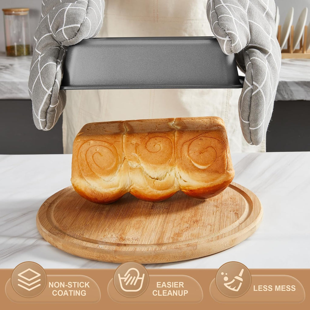 Juego de utensilios para hornear, juego de moldes para hornear, sartén antiadherente para horno para cocina con agarres más anchos, 10 piezas incluyendo rejilla, bandeja para galletas, moldes