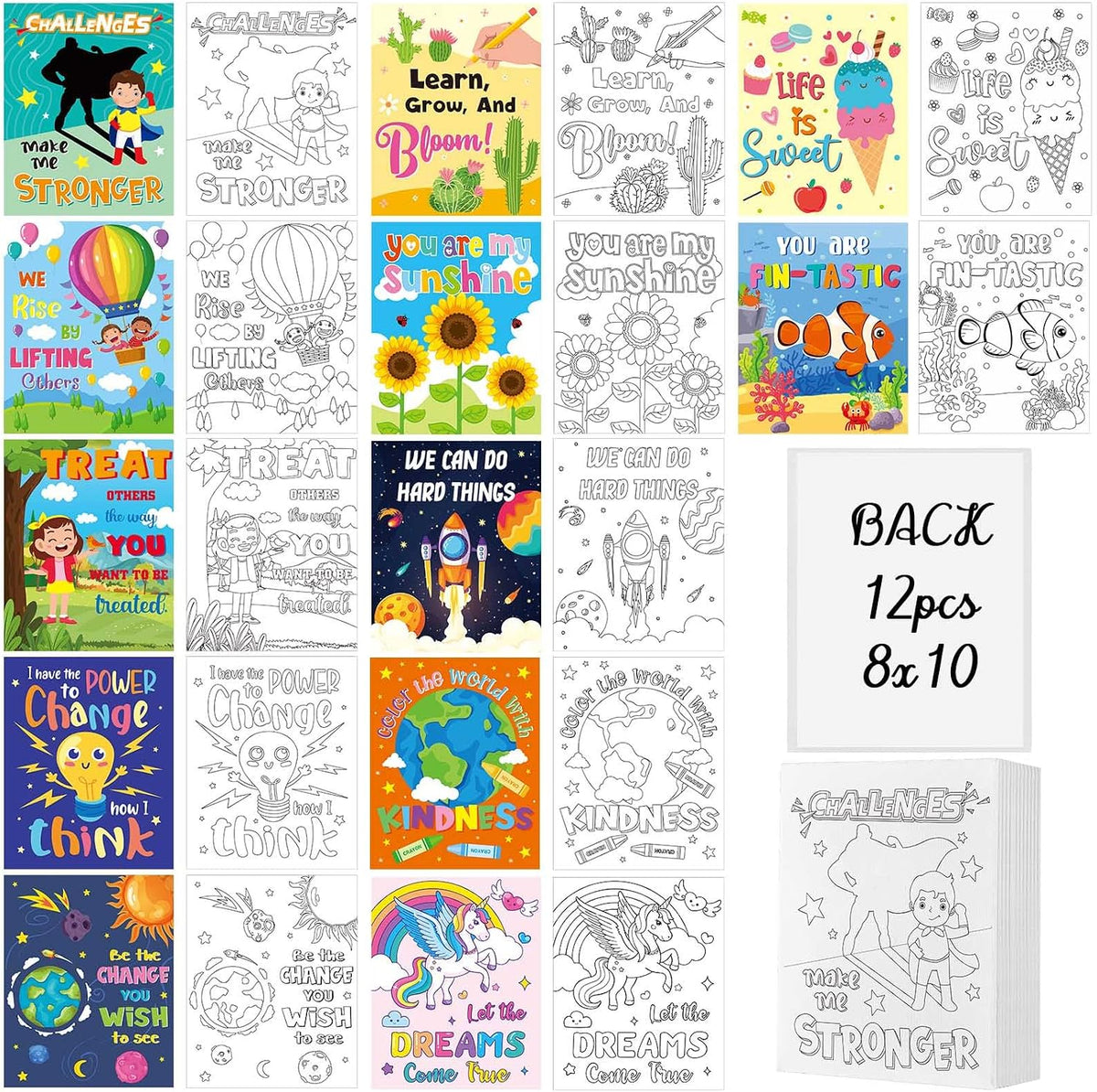 Ctosree - 12 lienzos predibujados para pintar niños de 8 x 10 pulgadas