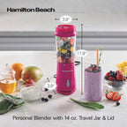 Hamilton Beach Licuadora portátil para batidos con tarro de viaje de 14 oz