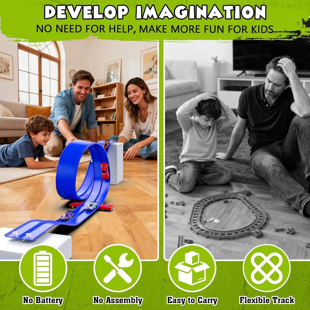 Wupuaait Pista de carreras flexible para niños juguete de