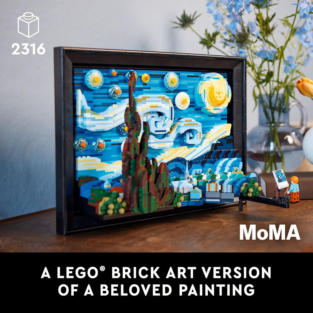LEGO Ideas Vincent Van Gogh The Starry Night - Juego de construcción para adultos, mayores de 18 años - Decoración artística de pared para el hogar bellamente detallada - Regalo para hombres y mujeres
