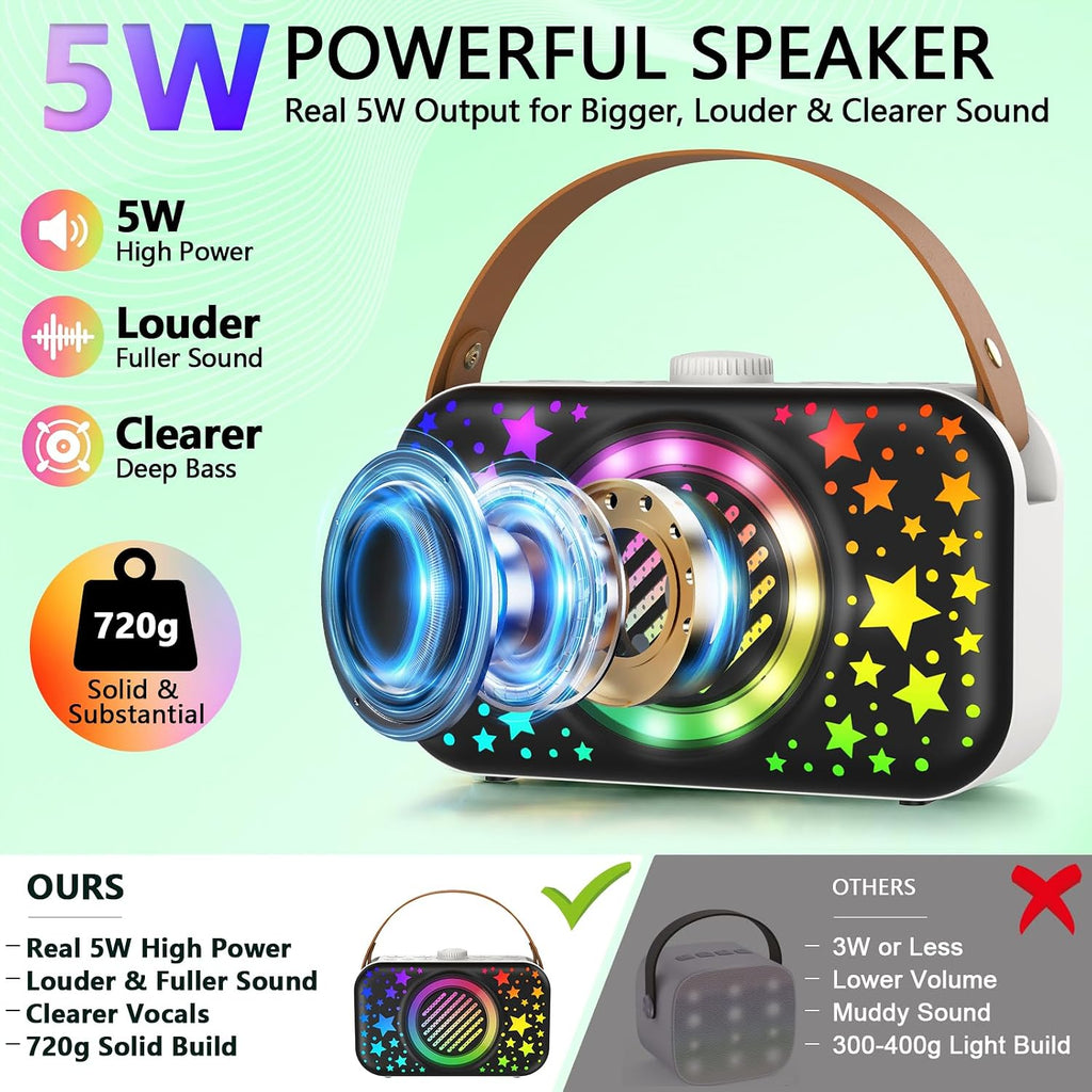 Máquina de karaoke para niños con 2 micrófonos inalámbricos: altavoz