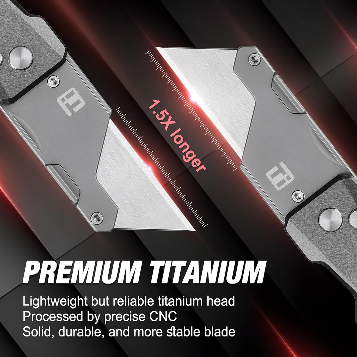 FLISSA Cuchillo Utilitario Avanzado de Titanio, CNC de Cuerpo Único, Cortador de Caja Plegable de Metal Ligero, Cuchillo de Afeitar de Cambio Rápido de Cuchillas, Regalos Ideales para Hombres y