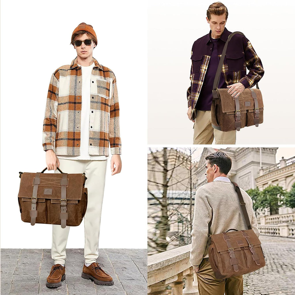 Bolsa tipo mensajero para hombre - Bolsa impermeable de lona