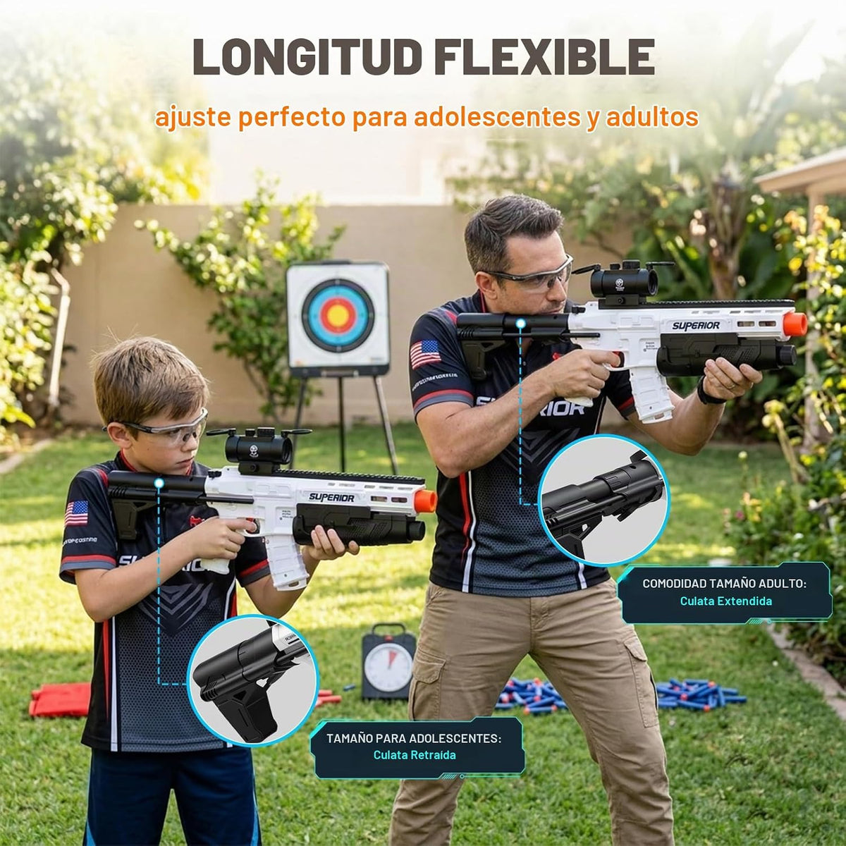 Rifle de juguete de espuma para adolescentes y adultos con 60 dardos y