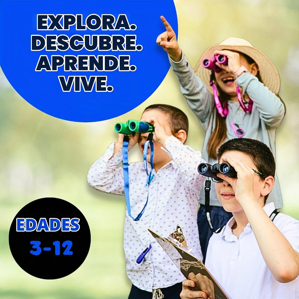 Binoculares azules para niños 8x21 - Juego de binoculares compactos a prueba de golpes con óptica de alta resolución para niños de 3 a 12 años, juguetes para observación de aves