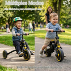 Bicicleta de equilibrio de triciclo 5 en 1 para niños con mango de empuje ajustable, triciclo convertible para niños pequeños, ruedas de EVA, edades de 12 meses a 5 años (amarillo)