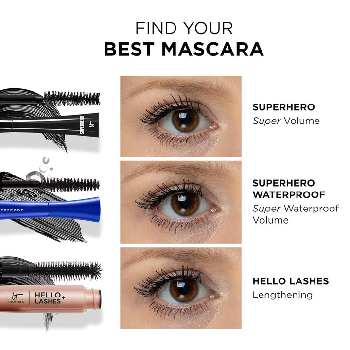 IT Cosmetics Máscara de pestañas de superhéroe: rímel negra volumin...