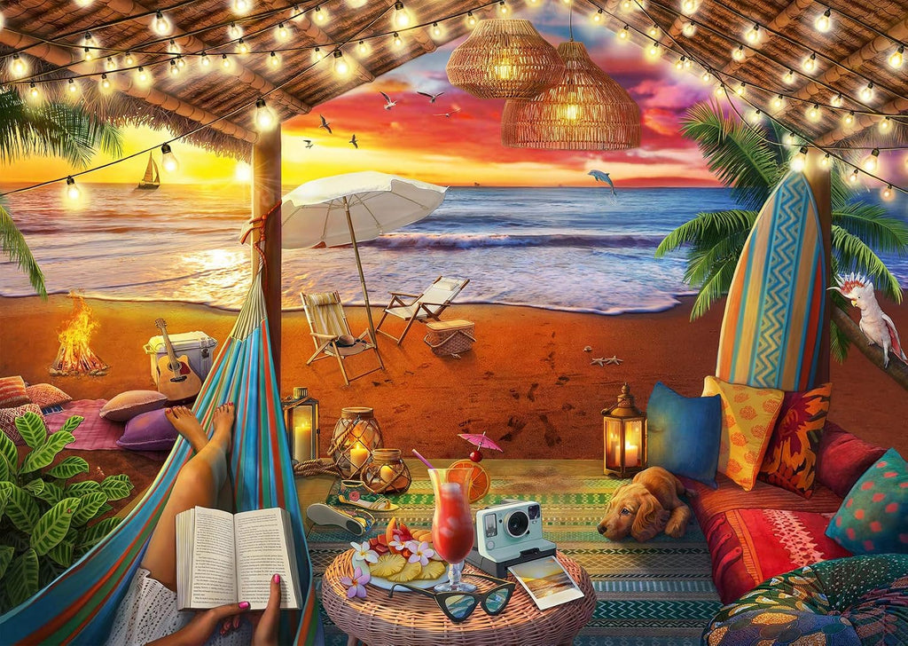Ravensburger Cozy Cabana Puzzle - Rompecabezas tranquilo de 500 piezas | Tecnología única Softclick | Gran formato | Materiales certificados FSC | Actividad divertida ideal para la familia