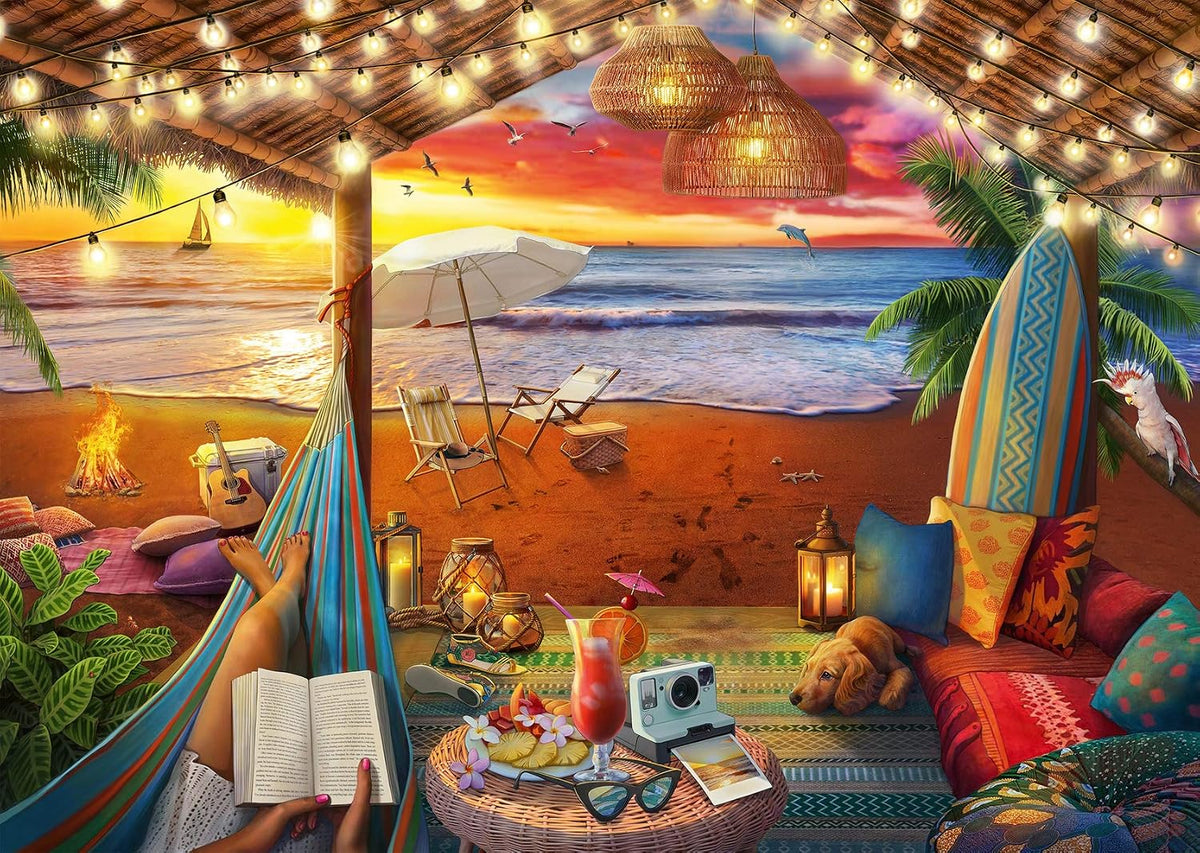 Ravensburger Cozy Cabana Puzzle - Rompecabezas tranquilo de 500 piezas | Tecnología única Softclick | Gran formato | Materiales certificados FSC | Actividad divertida ideal para la familia