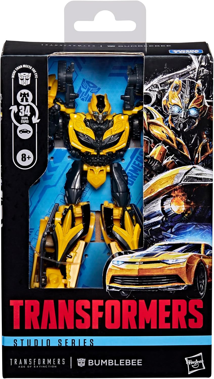 Transformers Studio Series Bumblebee, Age of Extinction Deluxe Class - Figura de acción de conversión de 5 pulgadas, juguetes robot para mayores de 8 años