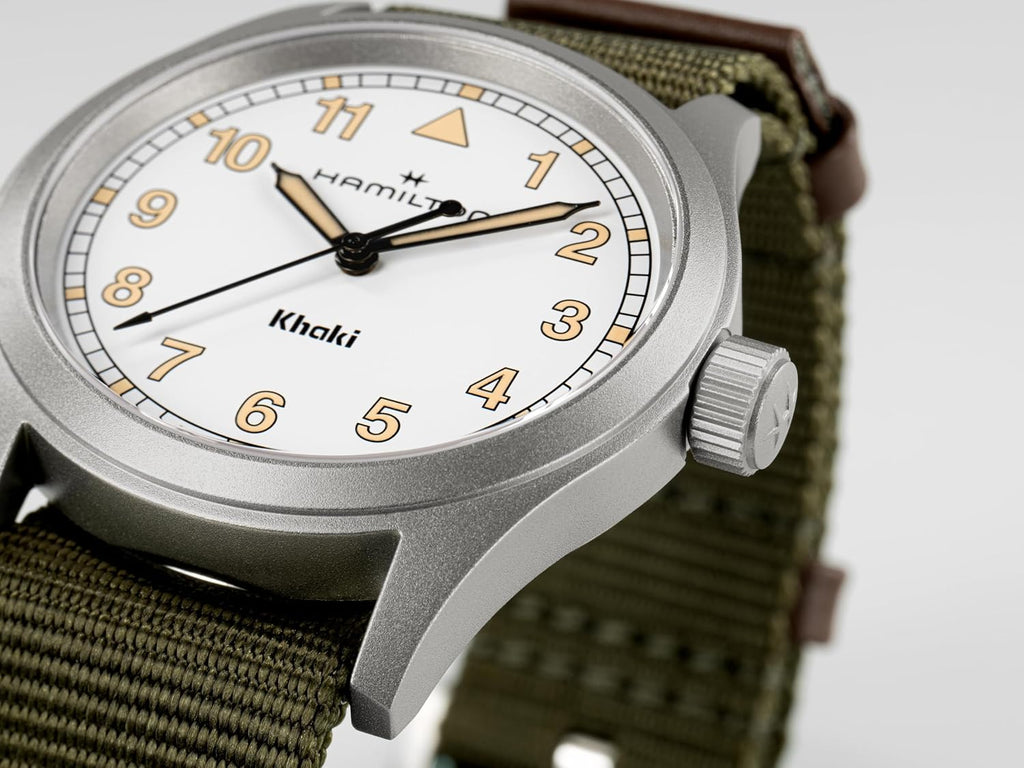 Hamilton Khaki Field Khaki Reloj de cuarzo para hombre, caja de acero
