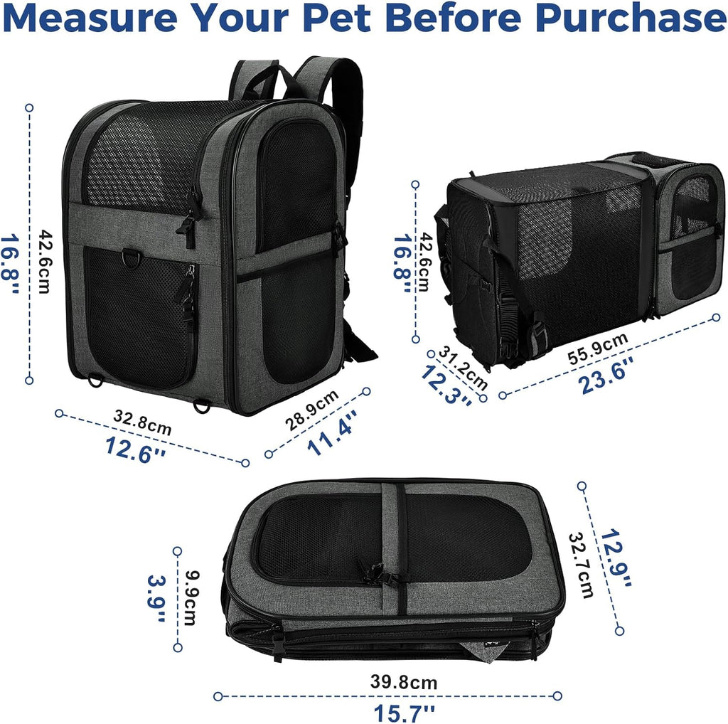 Apollo Walker Mochila transportadora de mascotas para gatos y perros grandes/pequeños, cachorros, características de seguridad y soporte de respaldo acolchado para viajes, senderismo, uso al aire