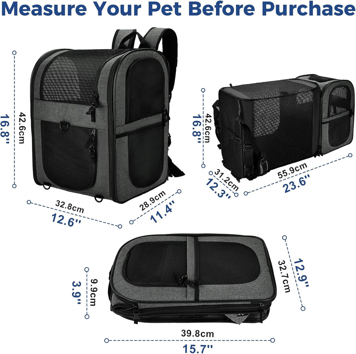Apollo Walker Mochila transportadora de mascotas para gatos y perros grandes/pequeños, cachorros, características de seguridad y soporte de respaldo acolchado para viajes, senderismo, uso al aire