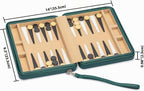 Yellow Mountain Imports Juego de Backgammon Mini Tamaño de Viaje, Izmir - Fichas Magnéticas y Tablero de 9 Pulgadas en Elegante Estuche de Cuero Sintético - Juego de Mesa de Estrategia Clásico