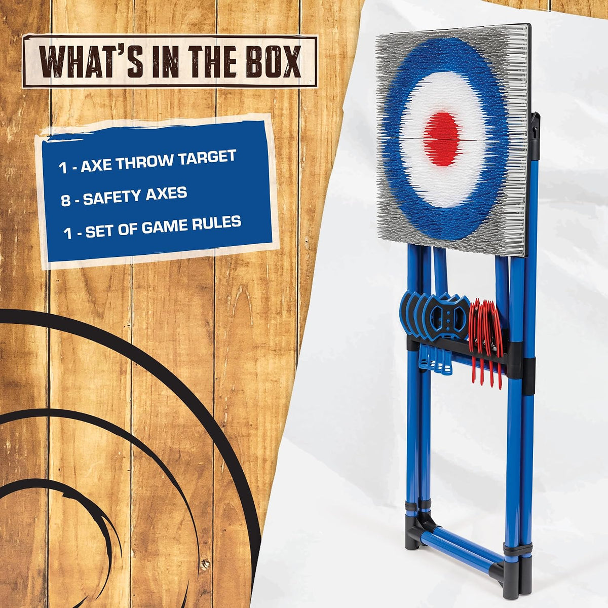 EastPoint Axe Throwing Game, Bristle Target, 8 Axes, Tailgate & Yard Game