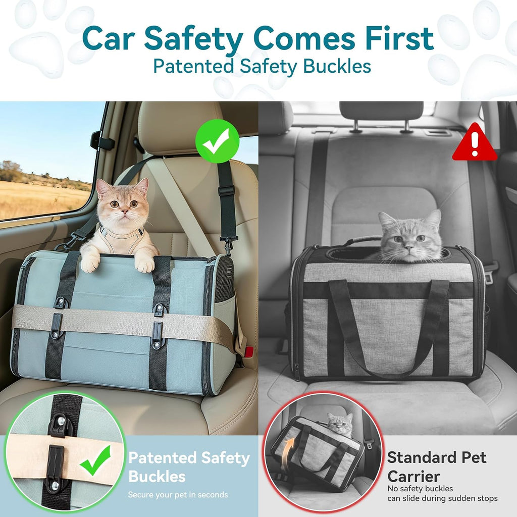 PETSFIT Transportador de gatos suave con hebillas de seguridad patentadas