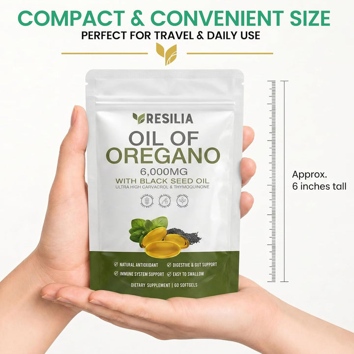Resilia Oil Of Oregano Cápsulas blandas con aceite de semilla negra...