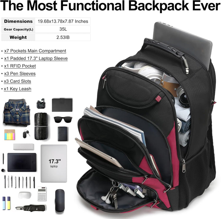 Mochila para laptop Boavan para hombres (Negro, 15.6), Elegante