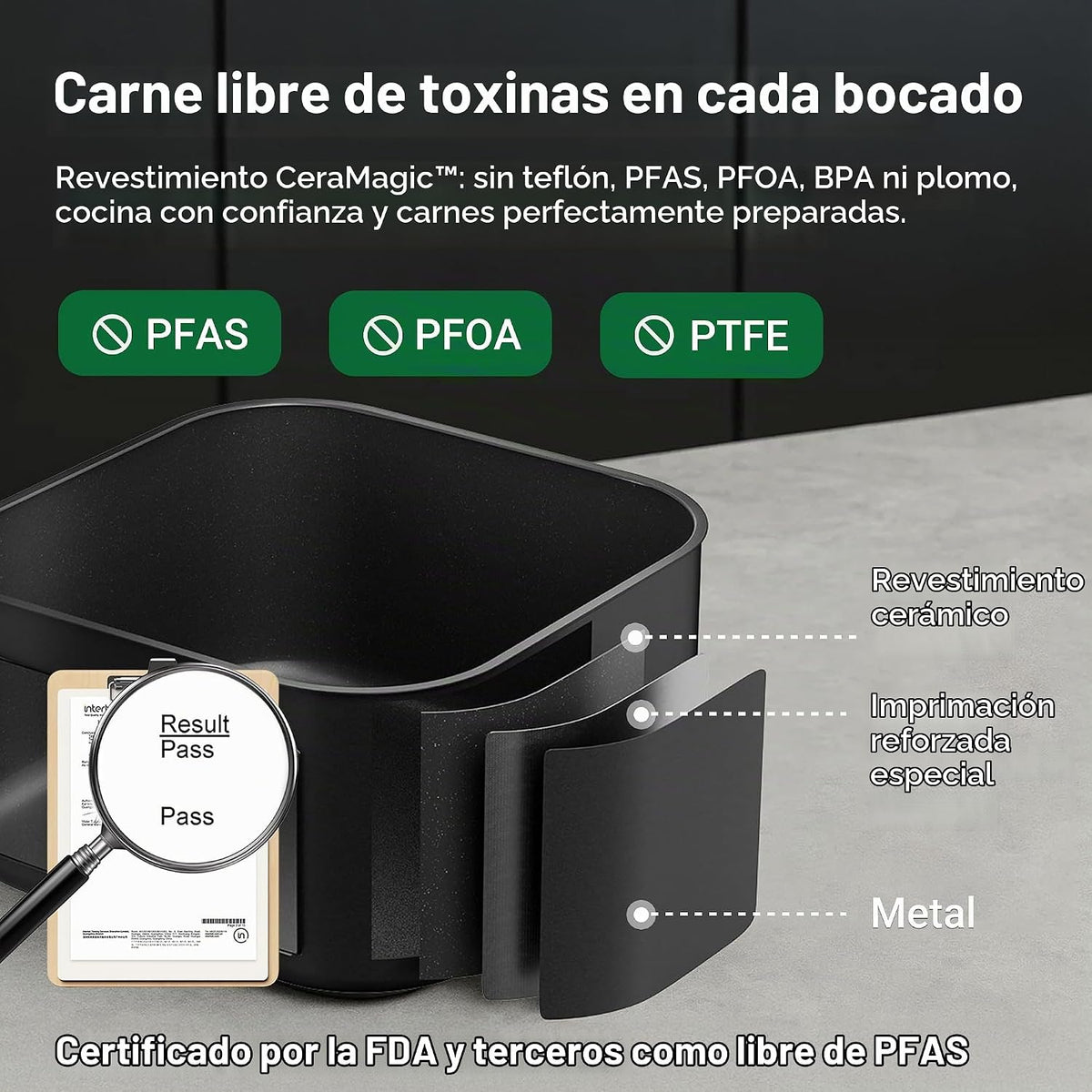 Tastee Freidora de aire de cerámica, freidora de aire compacta 8 en 1 de
