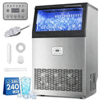Uthfy Máquina de hielo comercial de 240 libras/24 horas, máquina de hielo debajo de la encimera, 96 cubos de hielo en 14 minutos, almacenamiento de 50 libras, filtro de agua y autolimpieza, máquina de