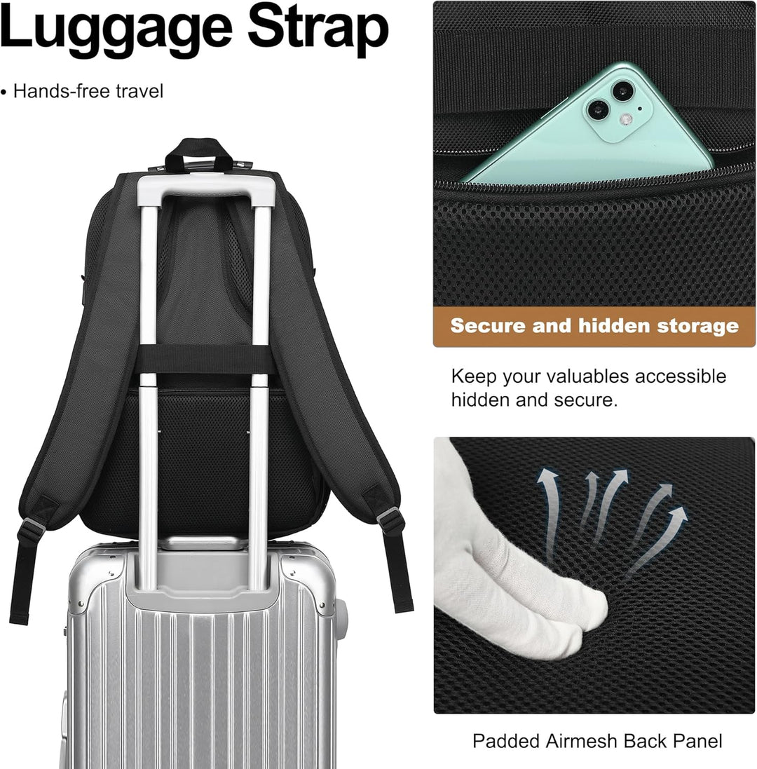 Mochila para laptop Boavan para hombre (Negro, 15.6), Negro y anara...