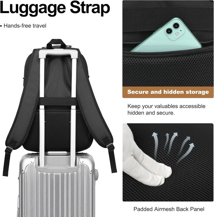 Mochila para laptop Boavan para hombre (Negro, 15.6), Negro y anara...