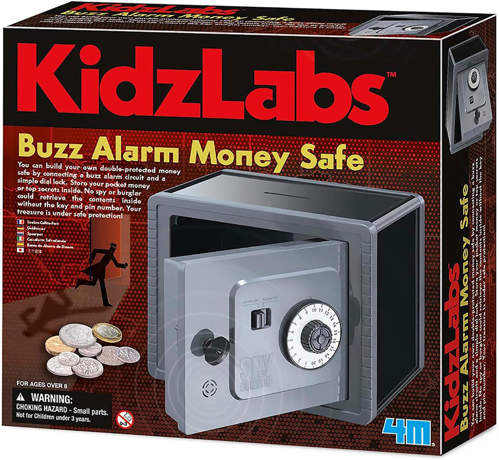 4M: KidsLabs - Caja fuerte para dinero con alarma de zumbido - Kit de construcción de alcancía eléctrica para bricolaje, pin de bloqueo, montaje de circuito, ingeniería mecánica, proyecto STEM, niños