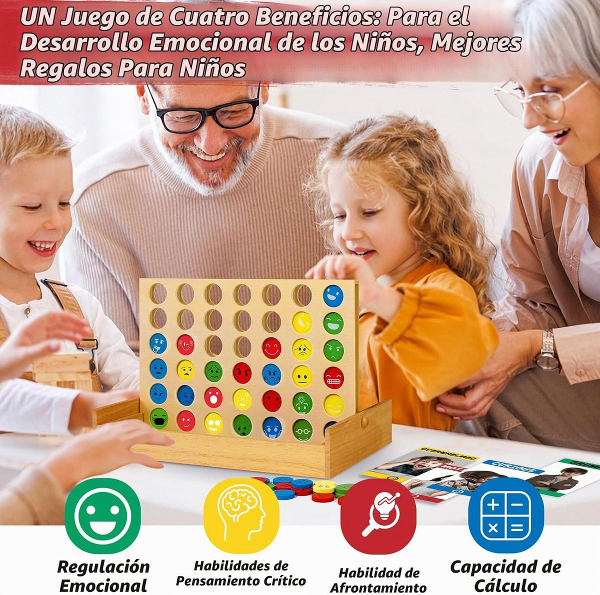 Garybank Actividades de aprendizaje social emocional para niños, juego de conexión de sentimientos con 56 tarjetas de emociones, juguetes de terapia de juego para consejeros escolares, habilidades