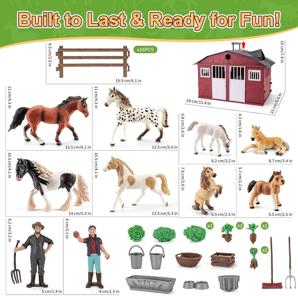 Estable sólido del juguete del caballo 47PCS con la manija