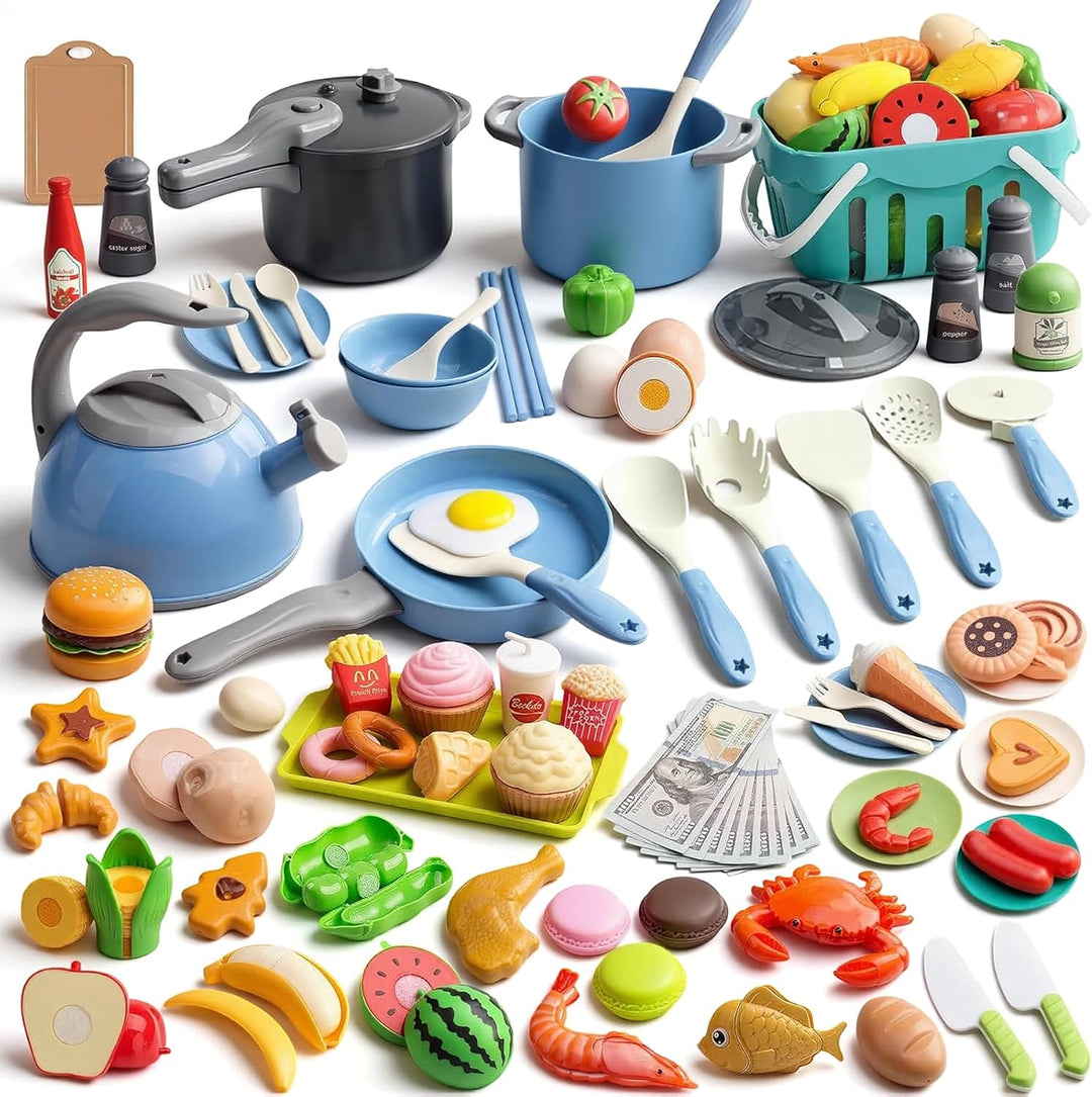 130 piezas de juego de cocina, ollas y sartenes de juego de simulac...