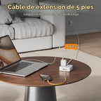 TESSAN Surge Protector Power Strip con 900J Surge Protection, 5 Ft, Grey
