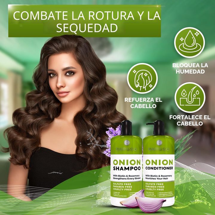 BELLISSO - Set de champú y acondicionador de cebolla con romero y b...