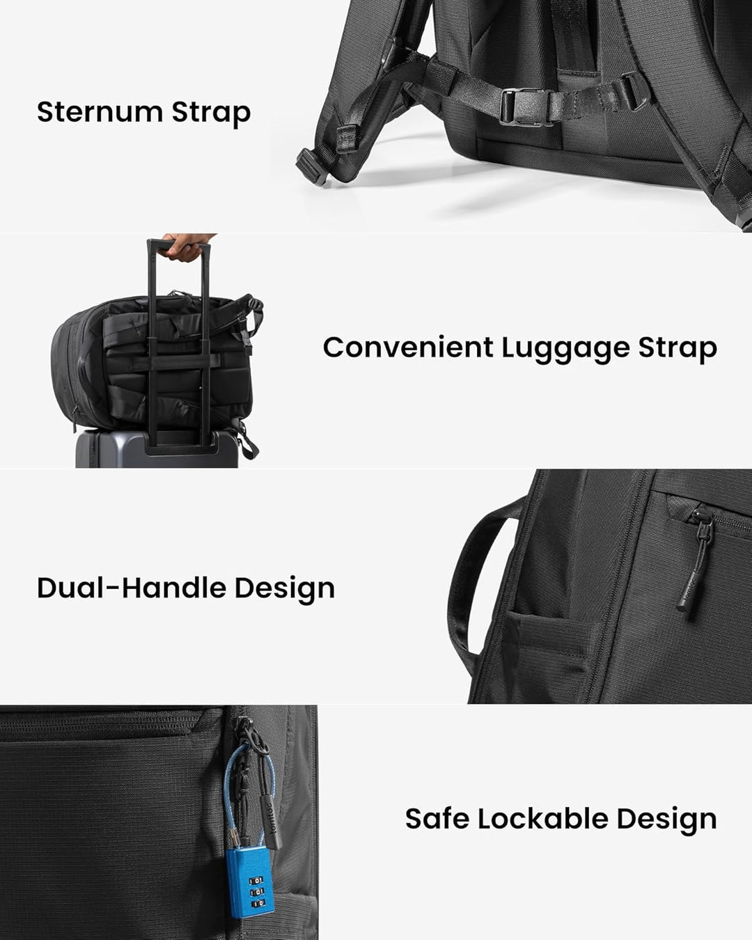 tomtoc T77 Mochila para portátil, bolsa de trabajo grande para nego...