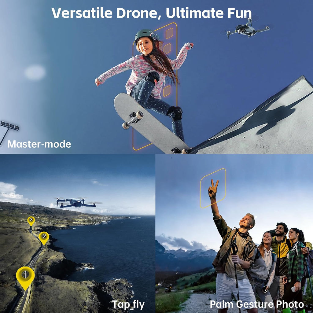 Dron GPS con cámara EIS 4K para adultos, drones RC con pantalla HD de 4.5 pulgadas en el controlador, retorno automático, 3 baterías para 90 minutos de tiempo de vuelo, transmisión de rango de control