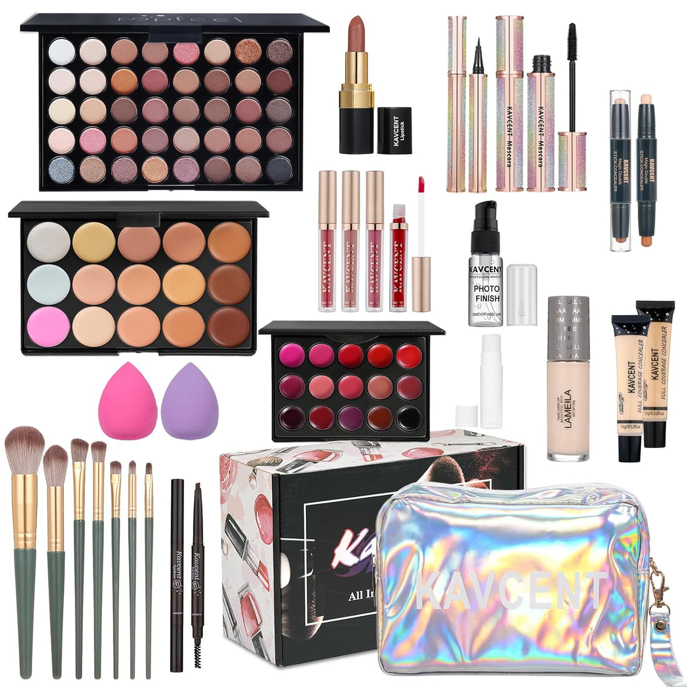 Kit completo de maquillaje para niñas, paleta de sombras de ojos, b...