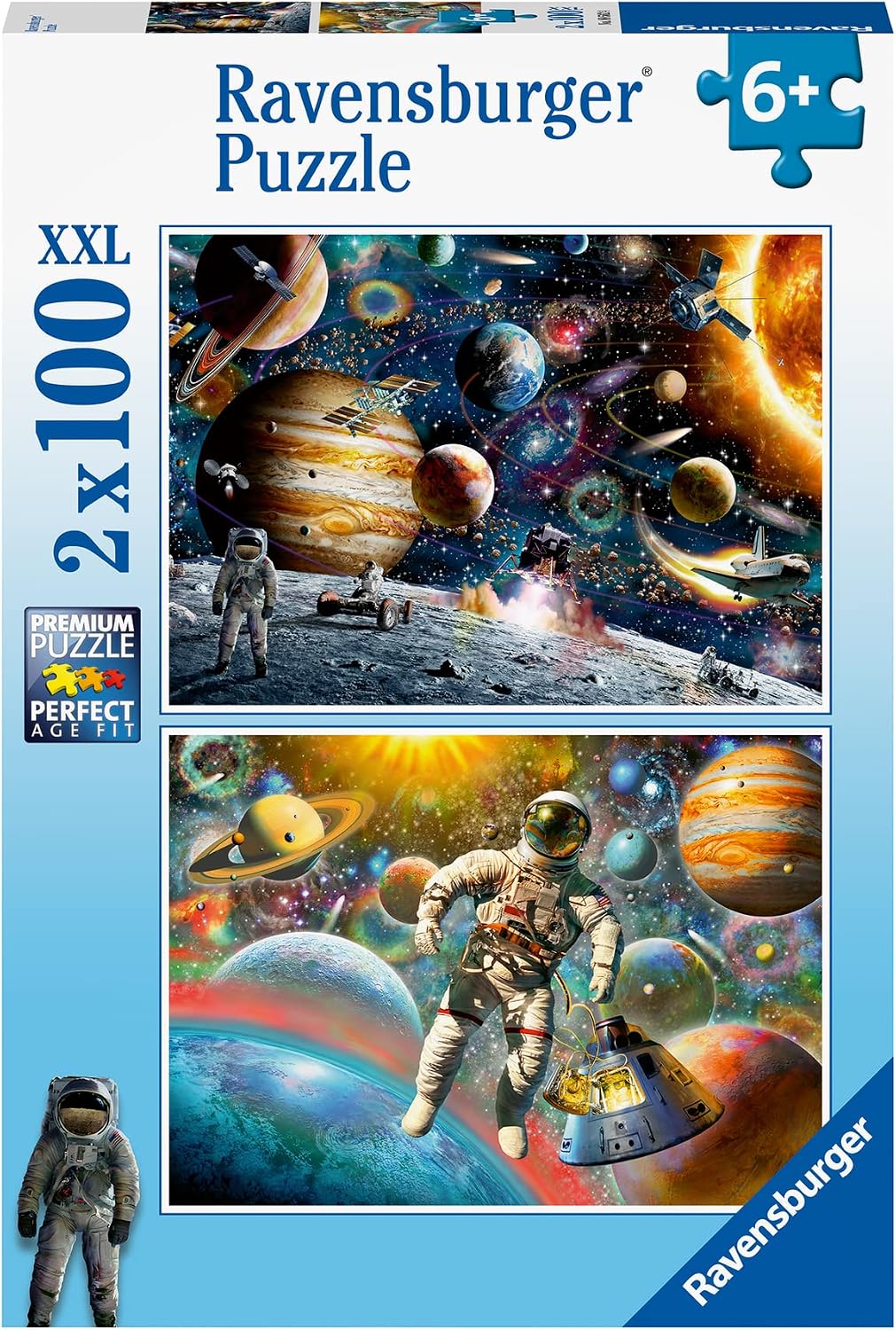 Ravensburger - Espacio - Paquete de 2 rompecabezas de 100 piezas - Piezas XXL para un montaje más fácil - Imágenes espaciales impresionantes y atrevidas - Planetas y más - Calidad premium - Regalo