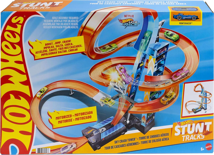 Hot Wheels Sky Crash Tower Track Set - Juego de pistas de torre de...