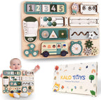 Tabla Montessori grande para bebés y niños pequeños de 1 a 3 a 17 pulgadas, tabla de actividades sensoriales de madera - Habilidades motoras finas y juguete educativo de aprendizaje temprano para niños de 1, 2, 3 años, apto para viajes y seguro