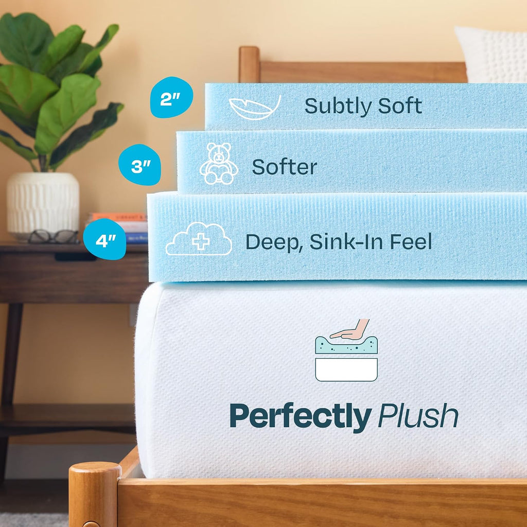 Linenspa Cubrecolchón de espuma viscoelástica de gel de 2 pulgadas, felpa