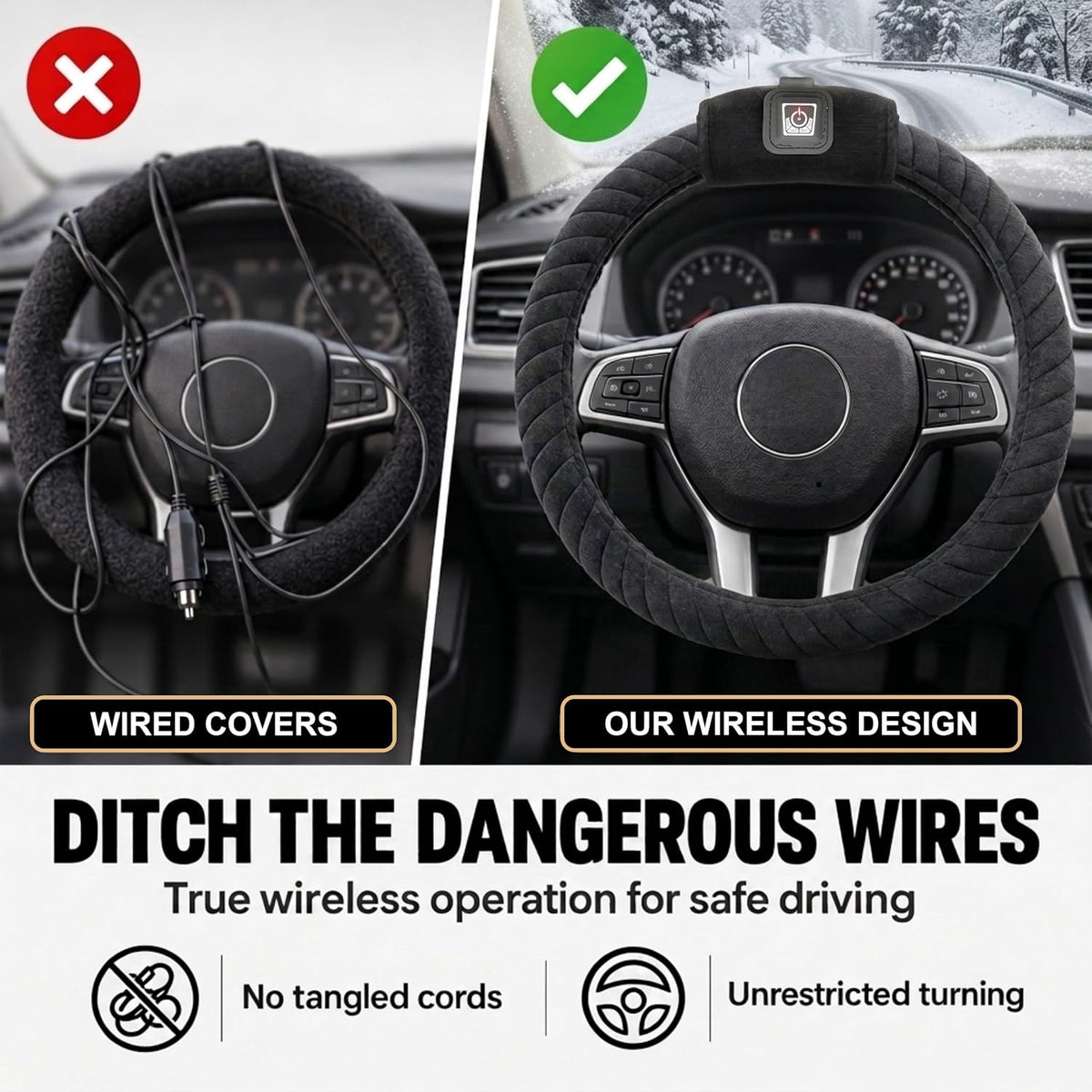 Funda térmica inalámbrica para volante, funda para volante de automóvil