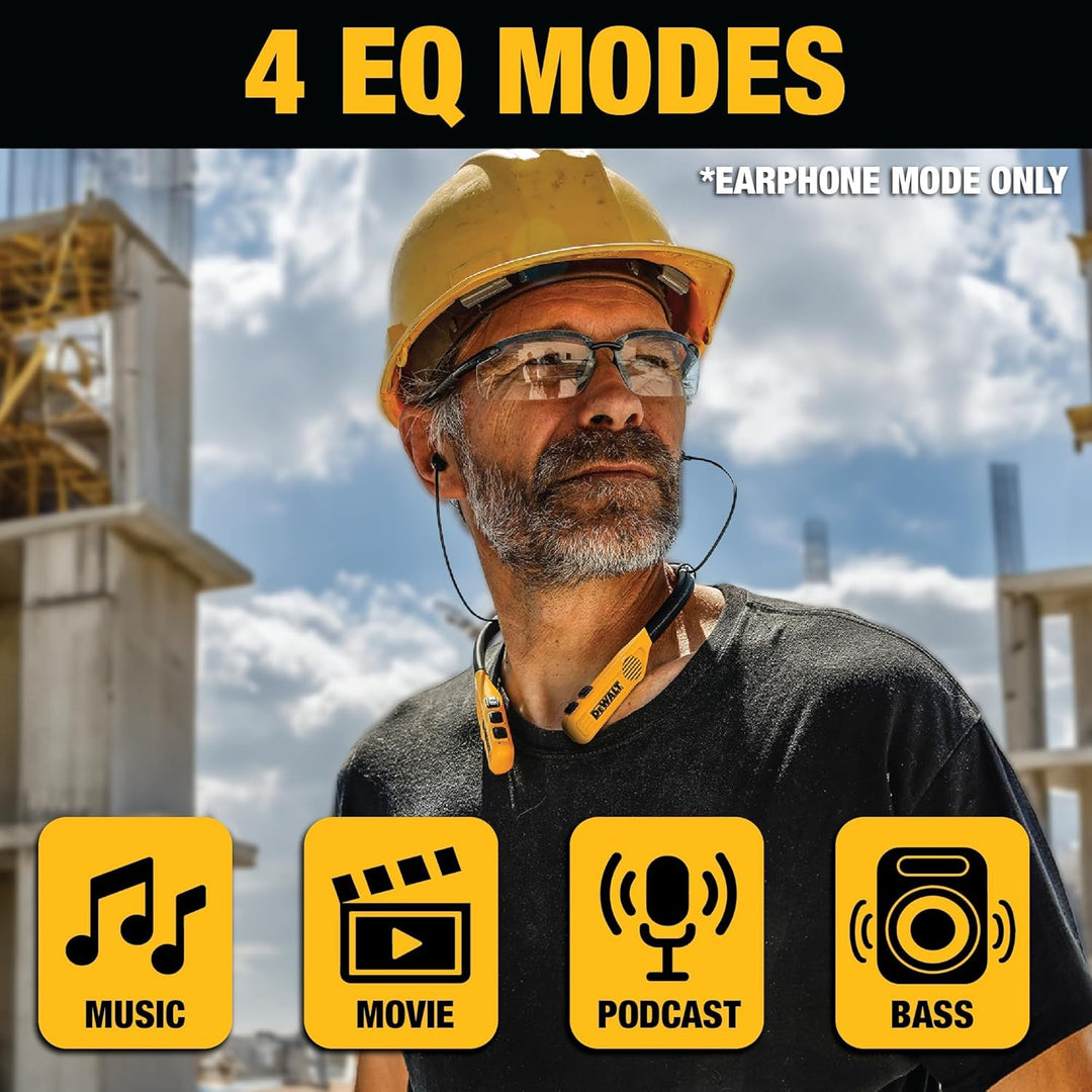 DEWALT Auriculares de cuello Bluetooth 2-en-1 de alta resistencia c...