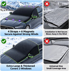 Cubierta de nieve para parabrisas, cubierta de parabrisas de automóvil para hielo y nieve, cubierta magnética para parabrisas con ventana lateral 26725