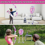 Pack de 2 Arco y Flecha para Niños, Arquería con Luz LED y Diana de Unicornio